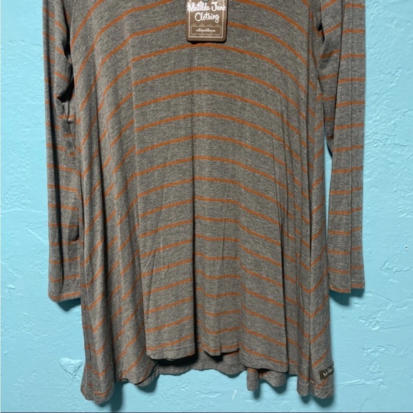 Matilda Jane Modal Swing Tunic Gray Orange Striped Windsong Flowy Womens Medium - Picture 4 of 6